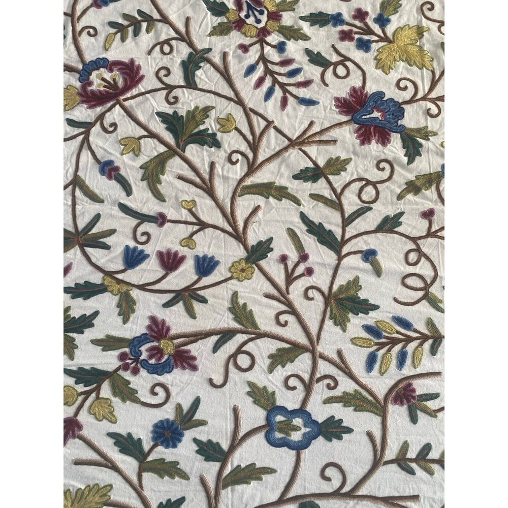 Kravet Crewel floral fabric vintage swatch 45” x 54” wide heavy weight